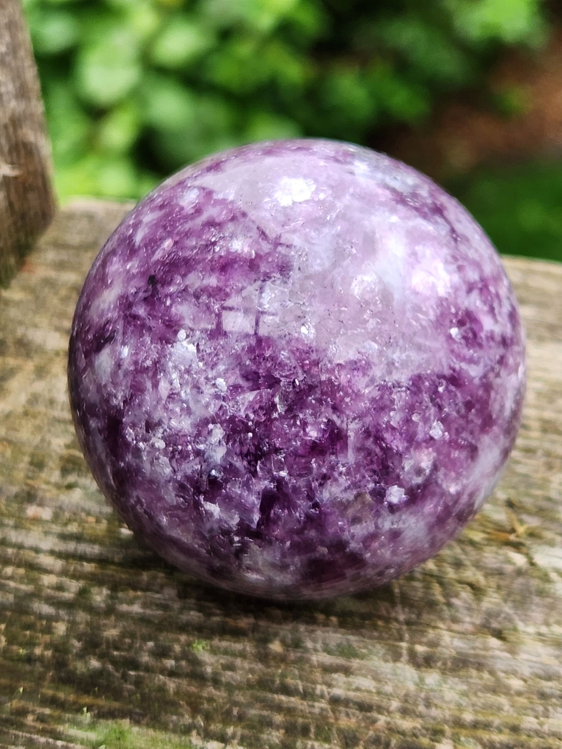 AAA Dark Purple Lepidolite Crystal Sphere with Mica