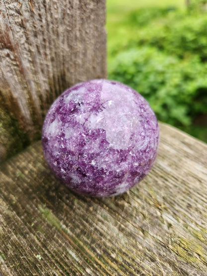 AAA Dark Purple Lepidolite Crystal Sphere with Mica