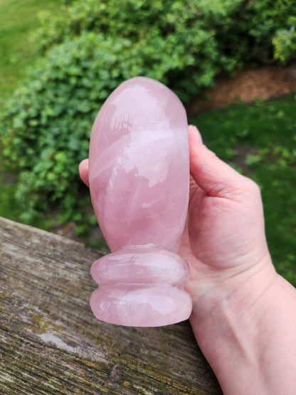 Unique AAA Pink Rose Quartz Crystal Carved Skull Moon,