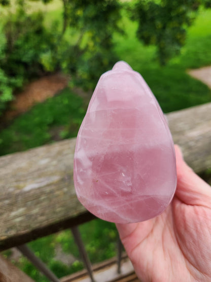Unique AAA Pink Rose Quartz Crystal Carved Skull Moon,