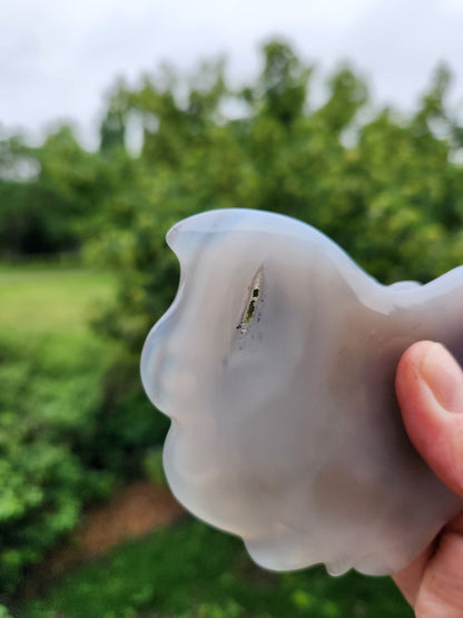 Carved Druzy Agate Crystal Butterfly with Stand