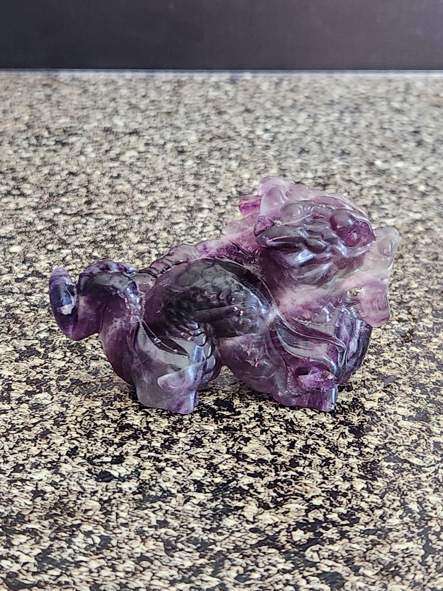 Crazy Cool Beautiful AAA Natural Purple Fluorite Crystal Carved Dragon, Year of the Dragon, DnD