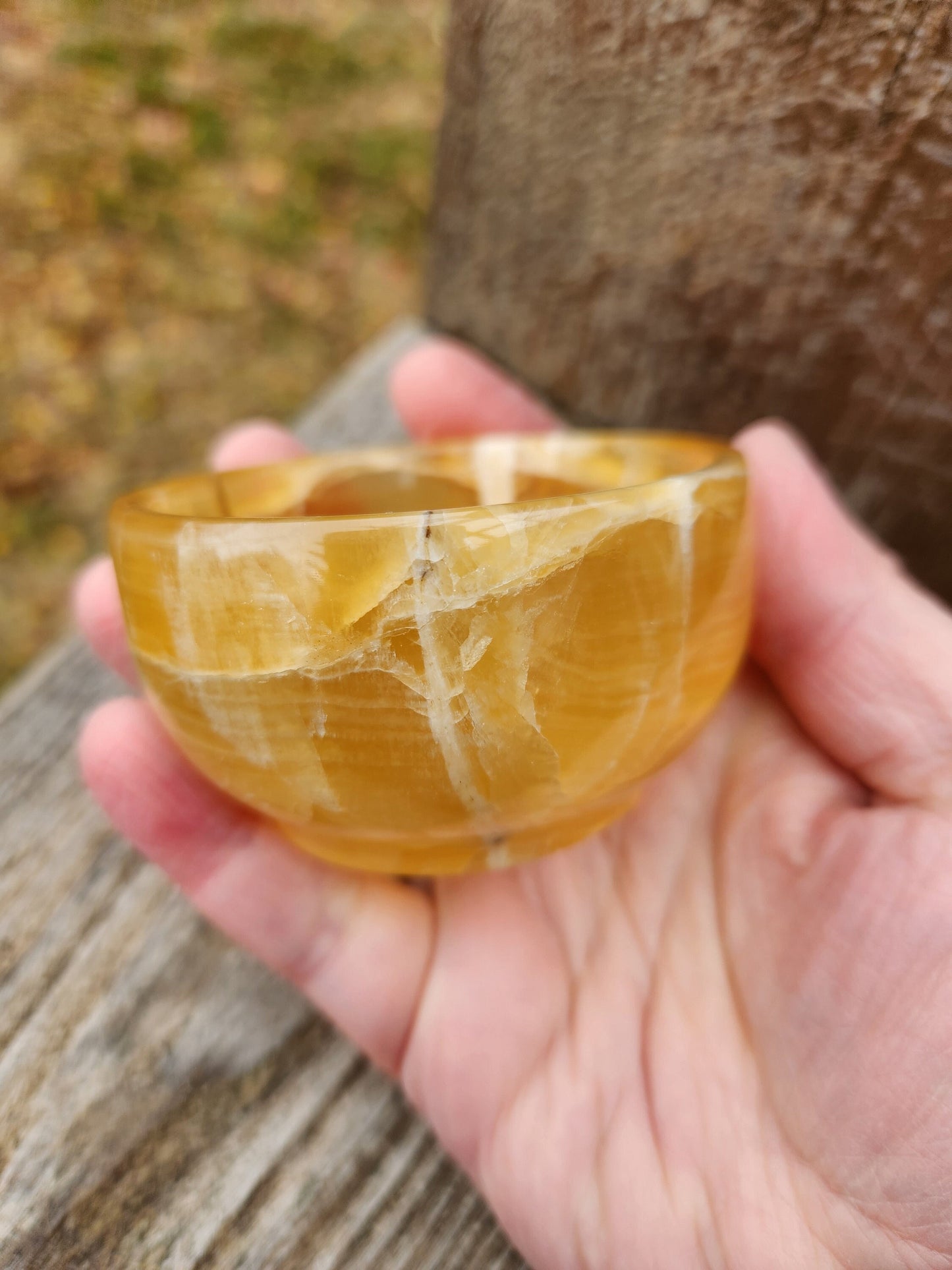 AAA Honey Calcite Crystal Bowl: Golden Tans, High Polish