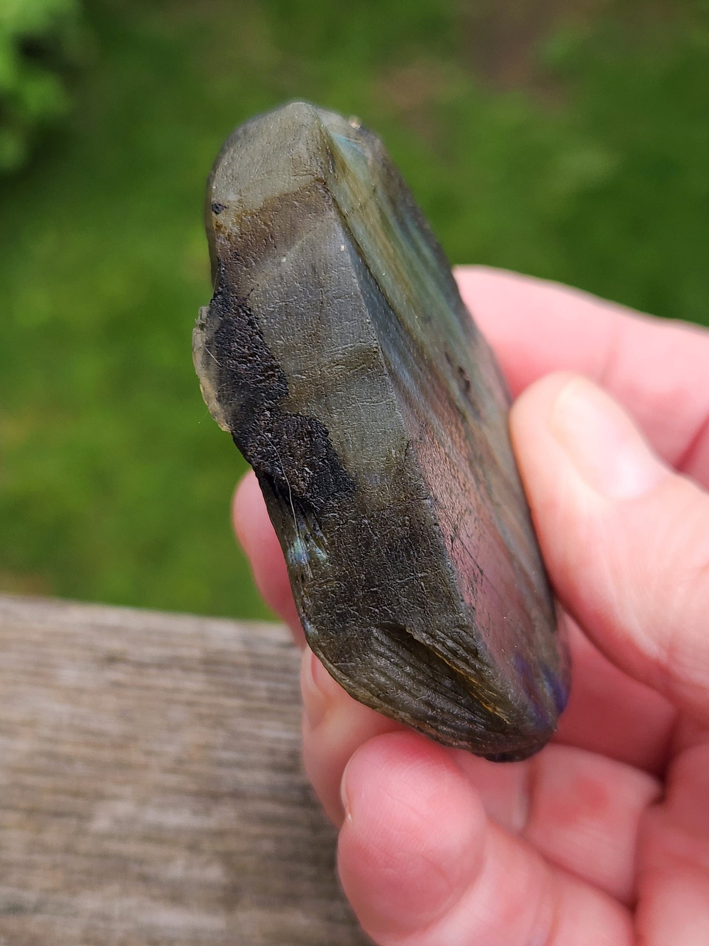 Very Unique Labradorite Horse Head Carved Crystal with flash, Palm Sized