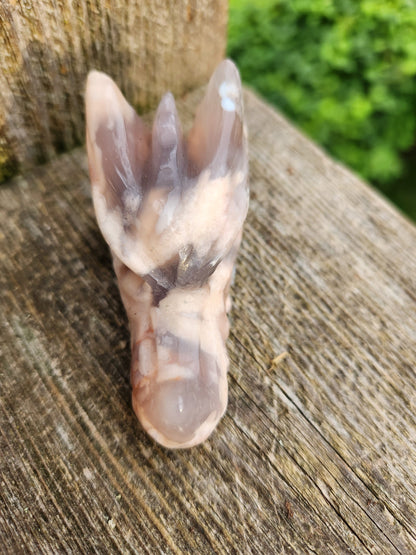 AAA Flower Agate Crystal Dragon Head with Flower Plumes, DND