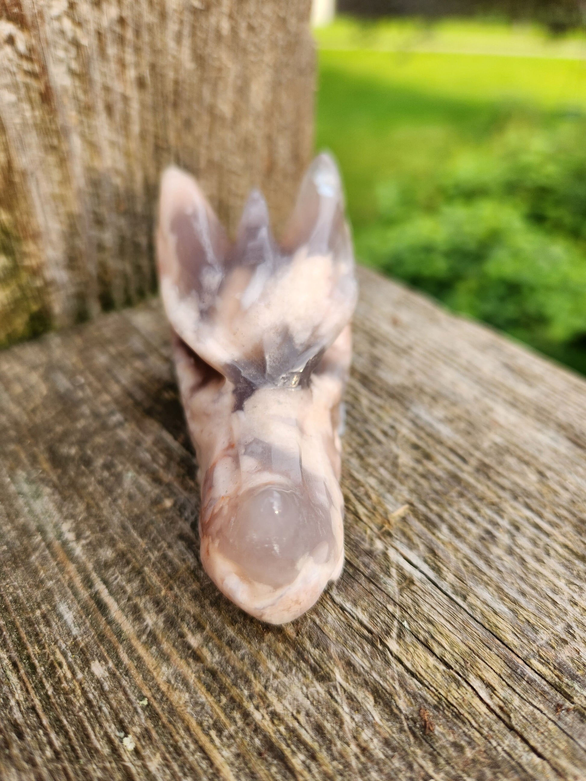 Crazy Cool AAA Flower Agate Crystal Dragon Head with flower plumes, DnD