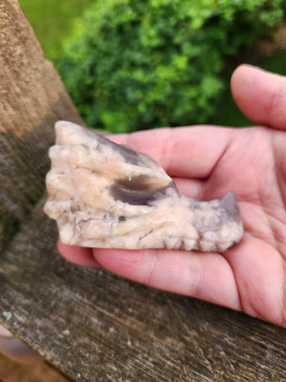AAA Flower Agate Crystal Dragon Head with Flower Plumes, DND