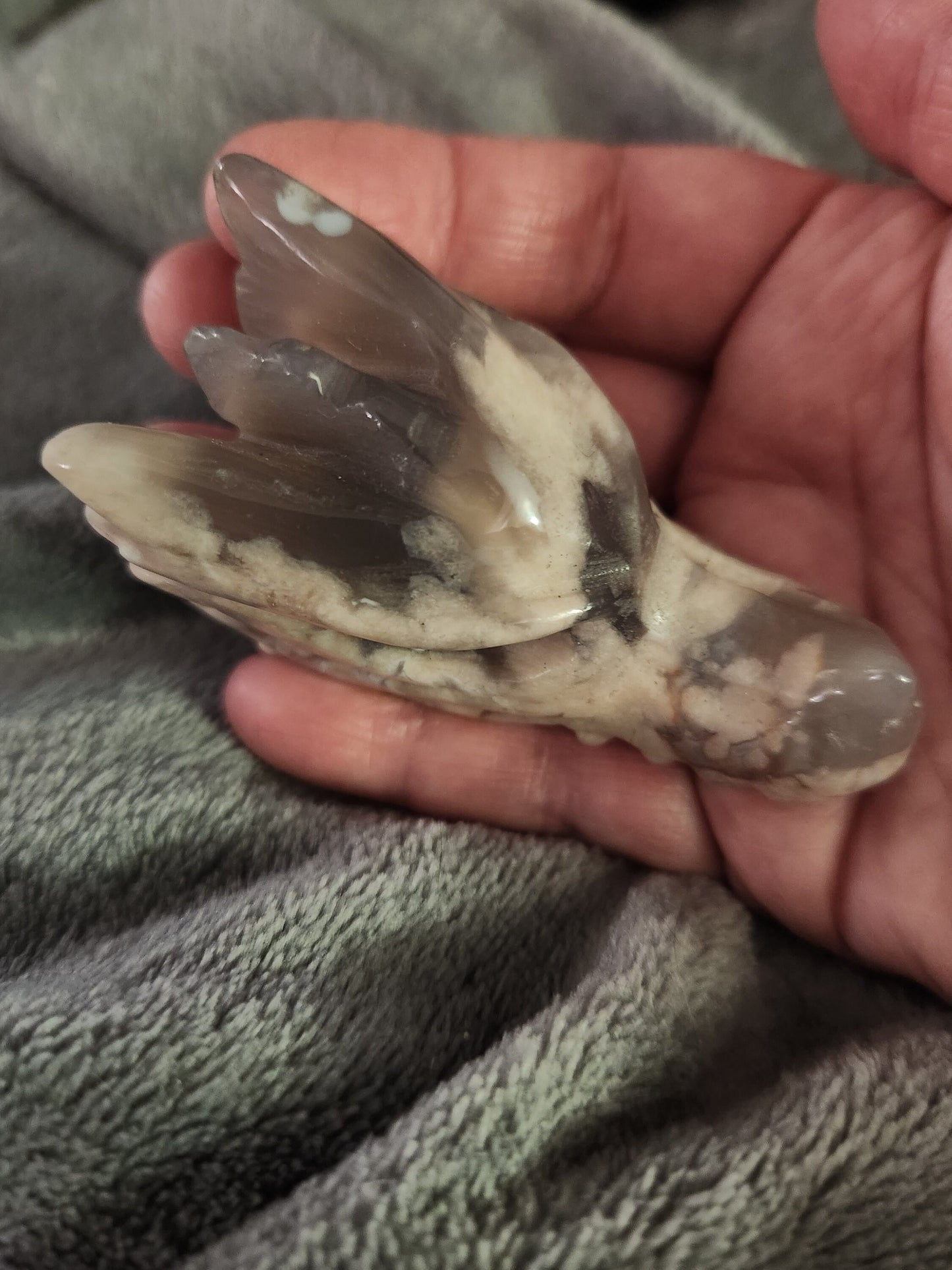 Crazy Cool AAA Flower Agate Crystal Dragon Head with flower plumes, DnD