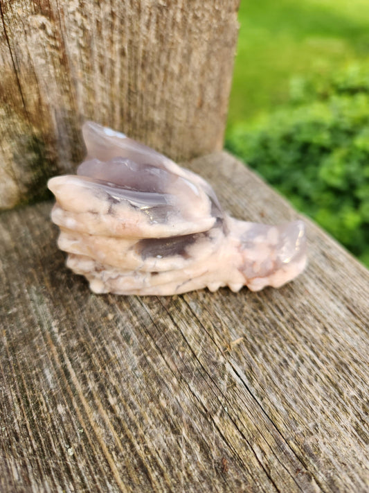 Crazy Cool AAA Flower Agate Crystal Dragon Head with flower plumes, DnD