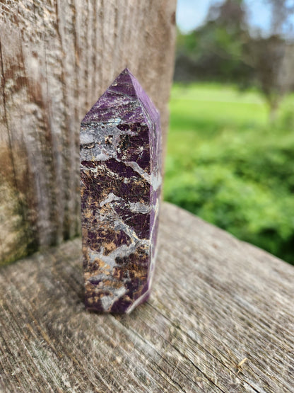 Rare AAA Dark Purpurite Crystal Mini Tower with Flash