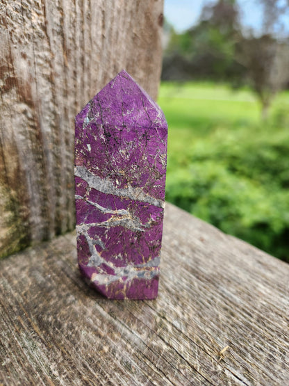 Rare AAA Dark Purpurite Crystal Mini Tower with Flash