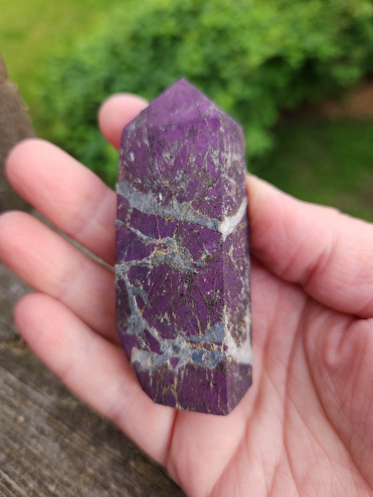 Rare AAA Dark Purpurite Crystal Mini Tower with Flash