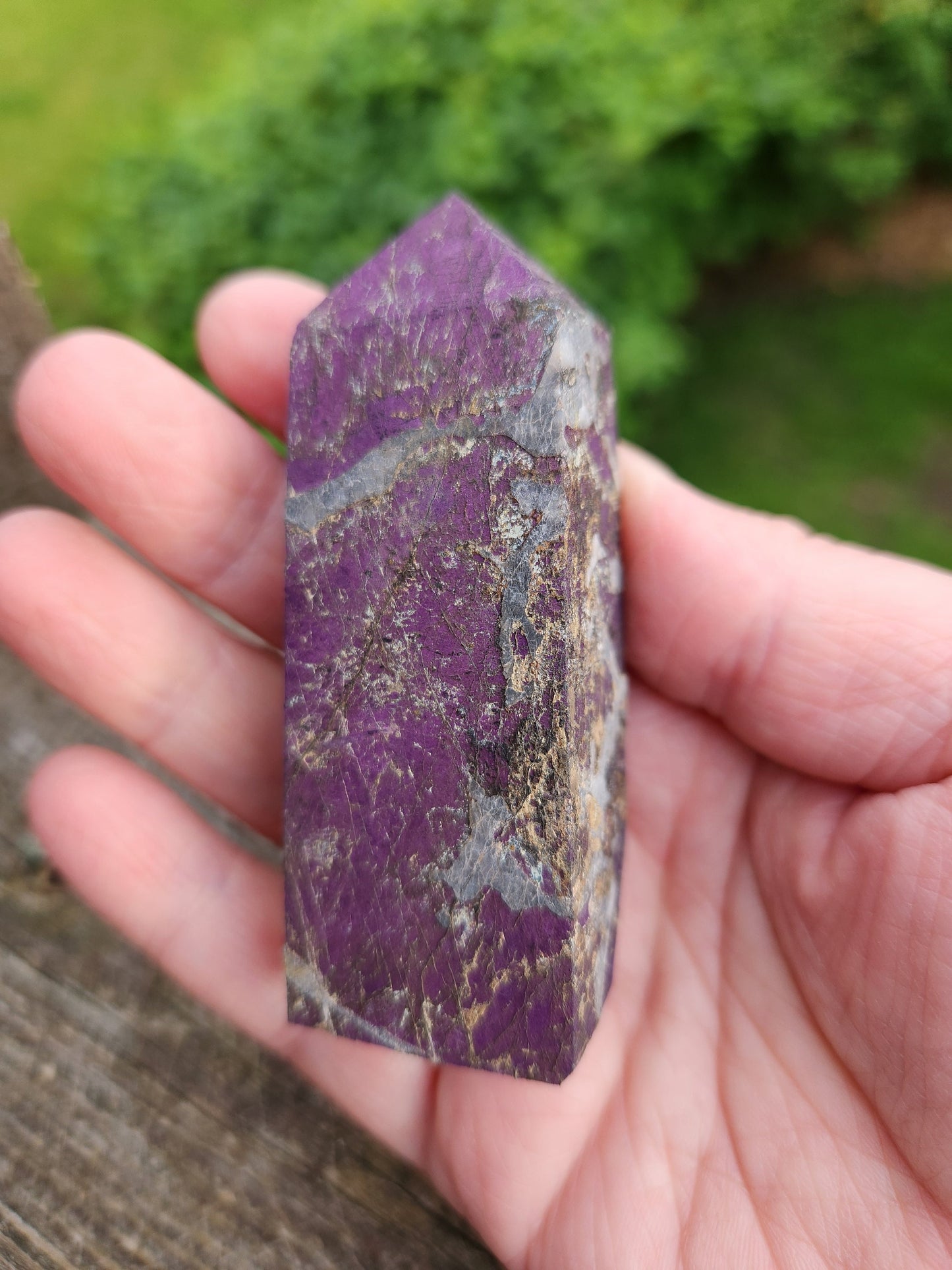 Rare AAA Dark Purpurite Crystal Mini Tower with Flash