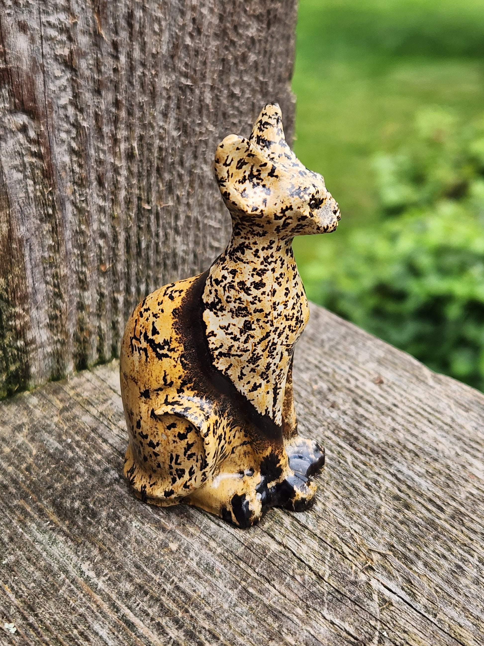 Super Cool Picture Jasper Sitting Cat Natural Stone Crystal, Sphynx