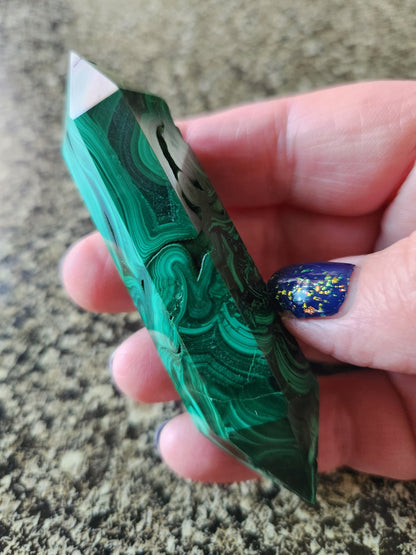 AAA Malachite Crystal Double Terminated Point Wand