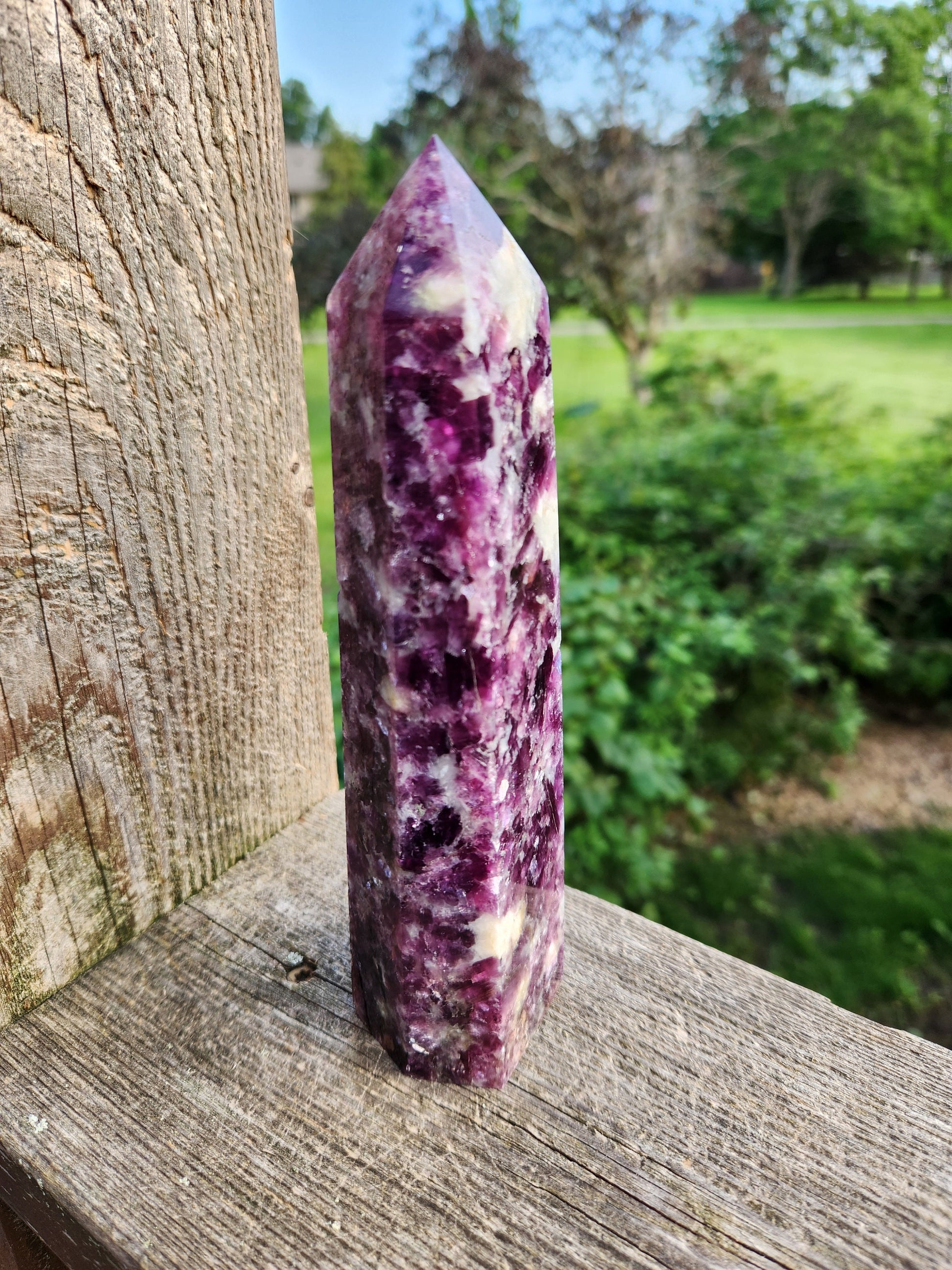 Gorgeous AAA Dark Purple Lepidolite Crystal Tower, Point, Generator