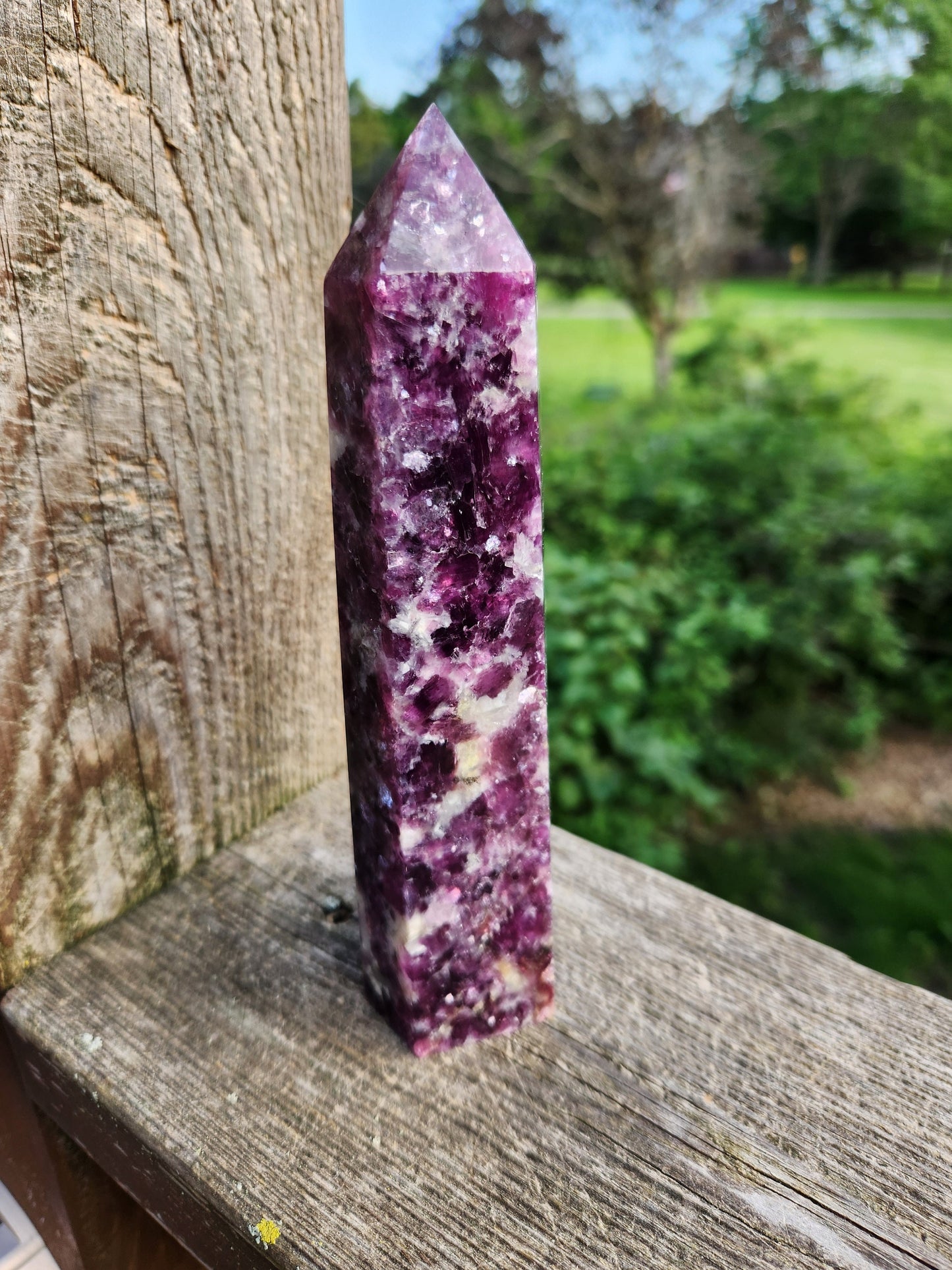 Gorgeous AAA Dark Purple Lepidolite Crystal Tower, Point, Generator