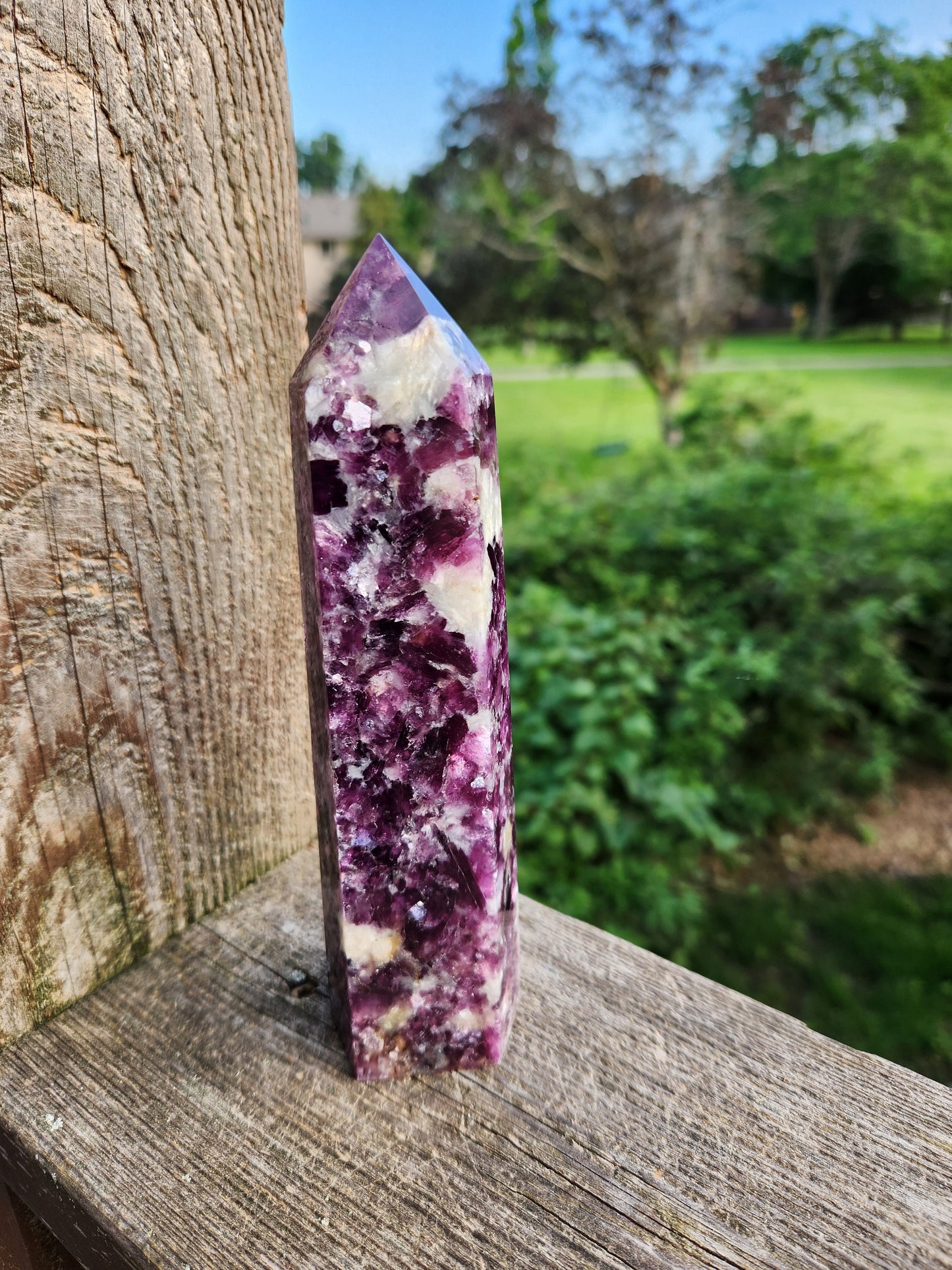 Gorgeous AAA Dark Purple Lepidolite Crystal Tower, Point, Generator