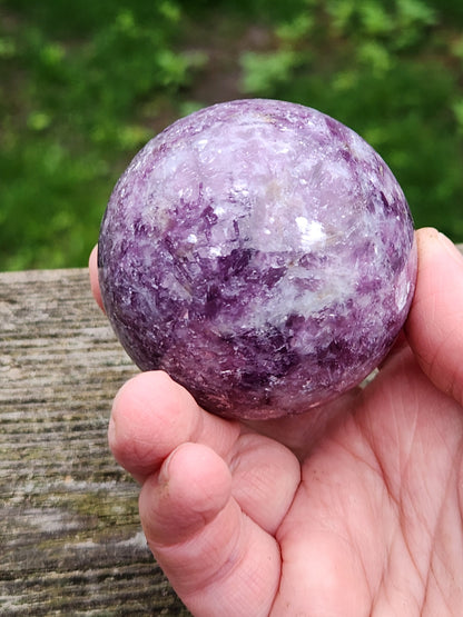 AAA Dark Purple Lepidolite Crystal Sphere with Mica