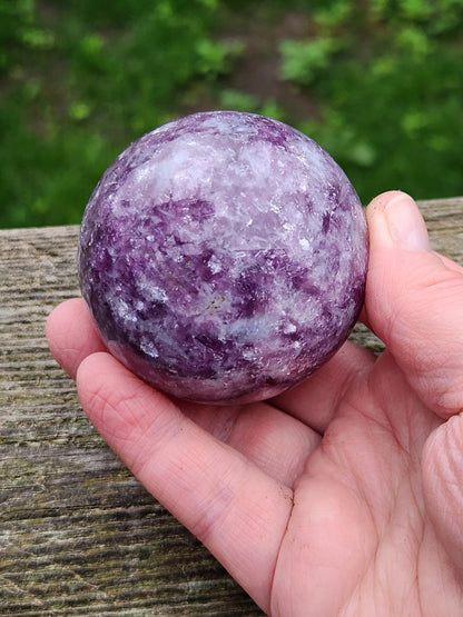 AAA Dark Purple Lepidolite Crystal Sphere with Mica