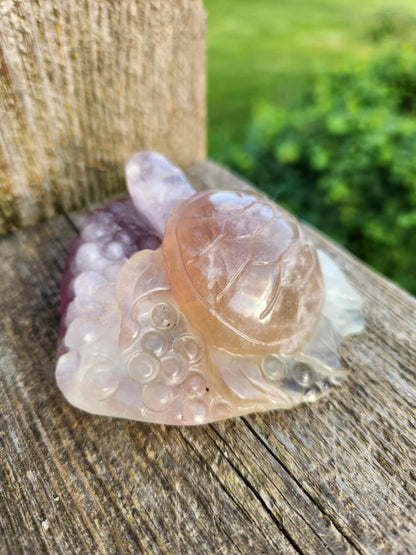 Carved Candy Fluorite Crystal Turtle: Colorful Natural Stone Figurine