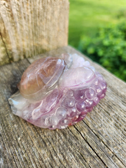Carved Candy Fluorite Crystal Turtle: Colorful Natural Stone Figurine