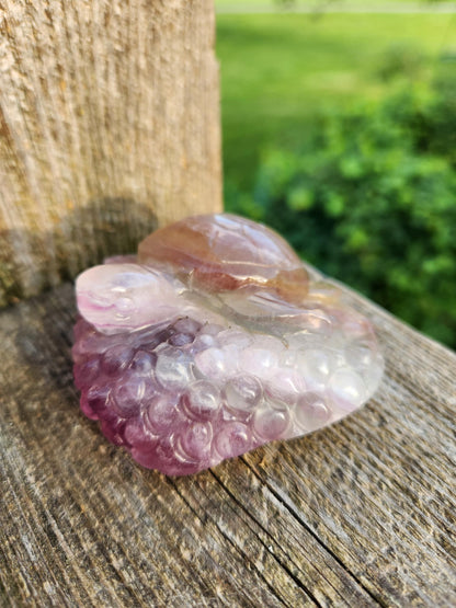 Carved Candy Fluorite Crystal Turtle: Colorful Natural Stone Figurine