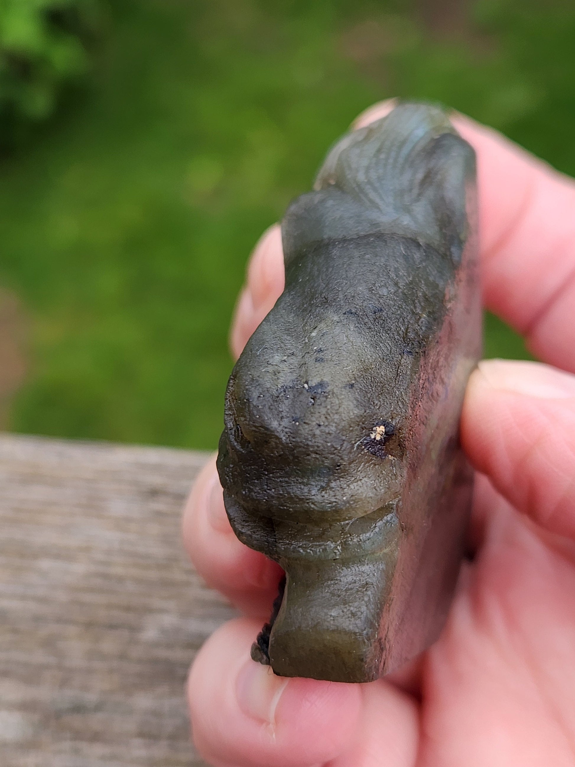 Very Unique Labradorite Horse Head Carved Crystal with flash, Palm Sized