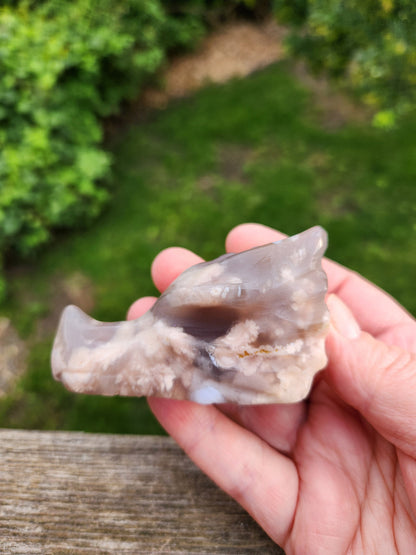 AAA Flower Agate Crystal Dragon Head with Flower Plumes, DND