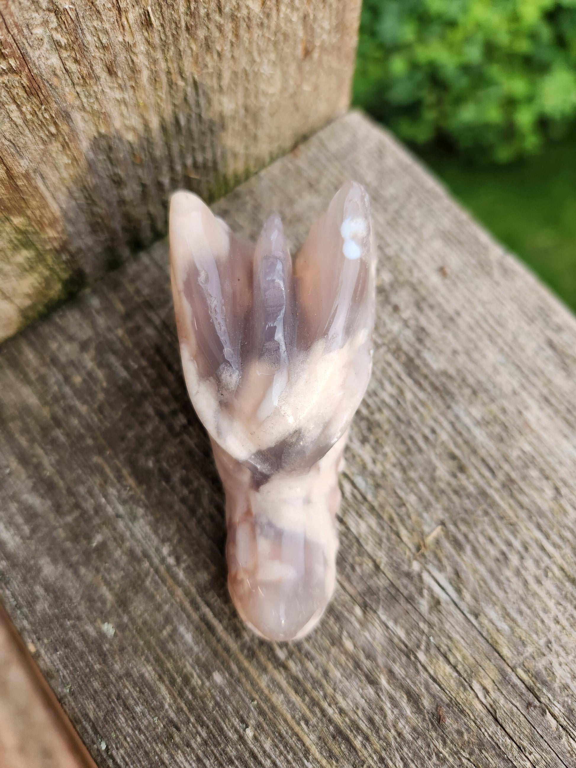 Crazy Cool AAA Flower Agate Crystal Dragon Head with flower plumes, DnD