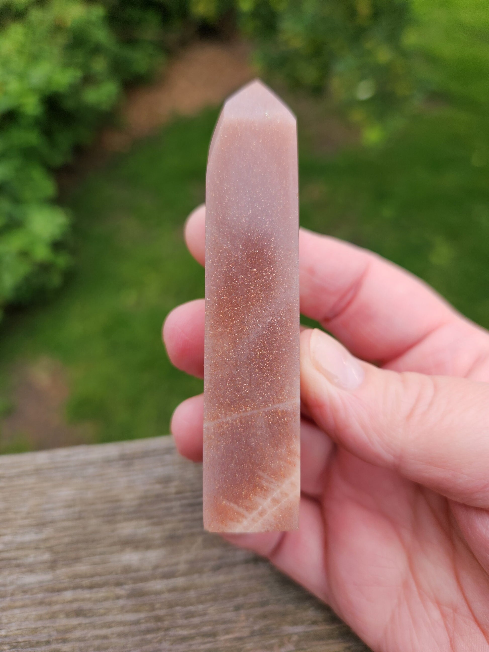 Rare Beautiful Peach Moonstone with Feldspar Crystal Mini Tower, 4 point