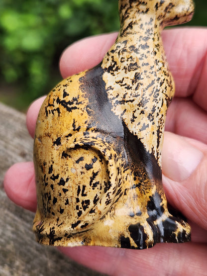 Hand Carved Picture Jasper Sitting Cat Crystal - Sphynx