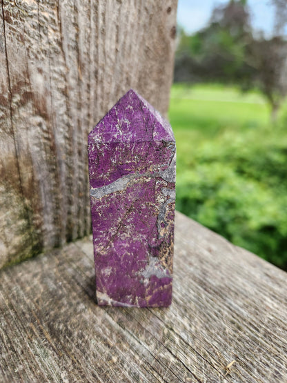 Rare AAA Dark Purpurite Crystal Mini Tower with Flash