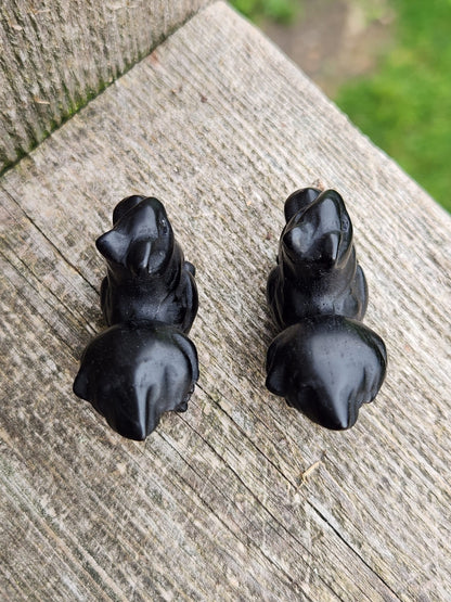 Hand Carved Black Obsidian Squirrel Crystal Figurine, 1 Squirrel