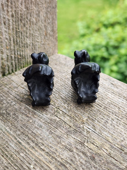 Hand Carved Black Obsidian Squirrel Crystal Figurine, 1 Squirrel