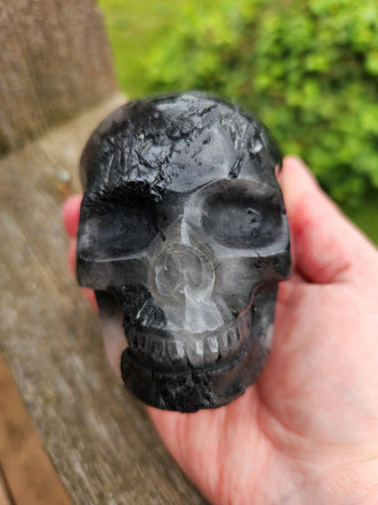 AAA Quartz Crystal Skull with Black Tourmaline Inclusions