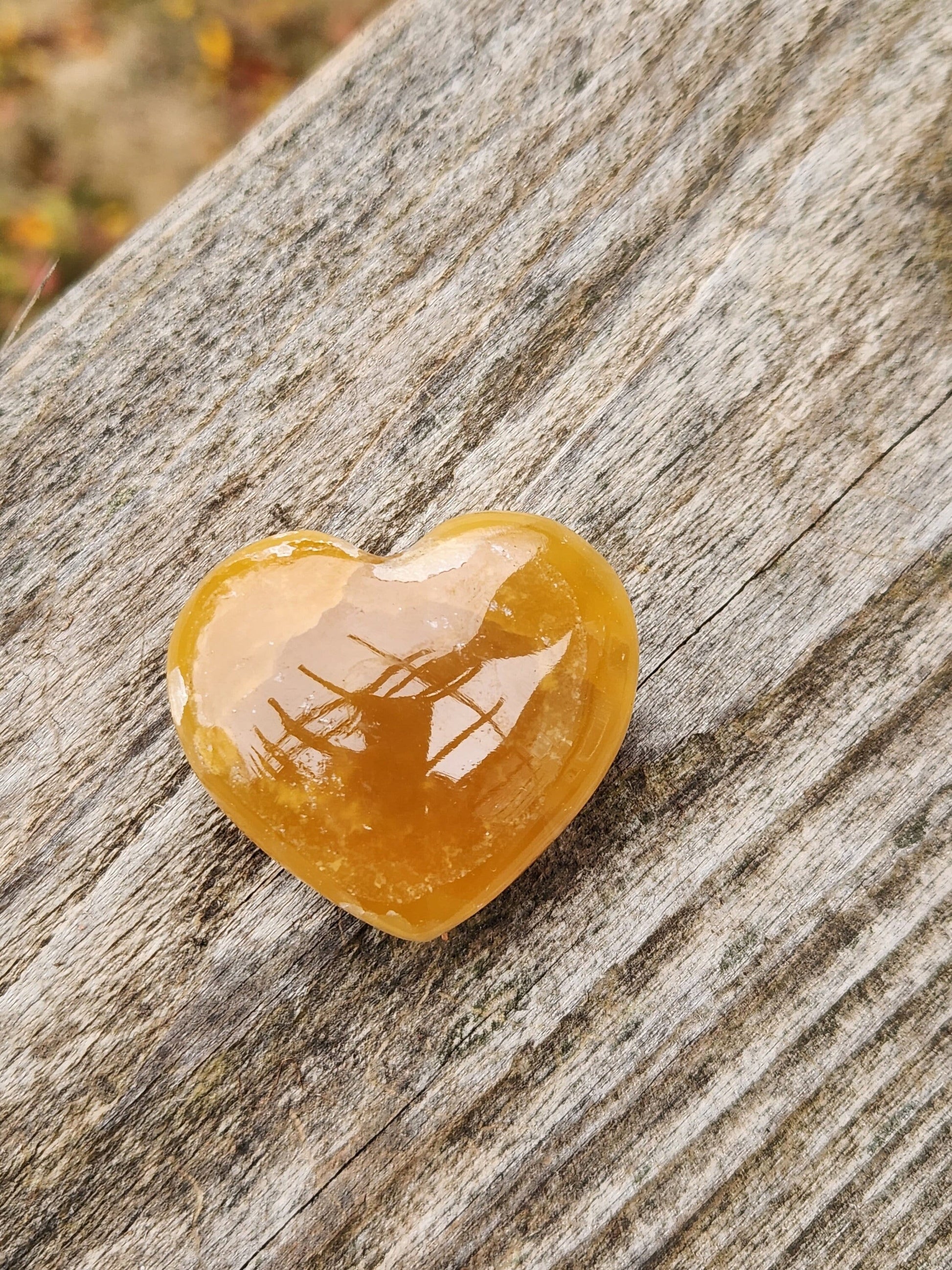 Gorgeous AAA Honey Calcite Small Crystal Heart, Brazilian