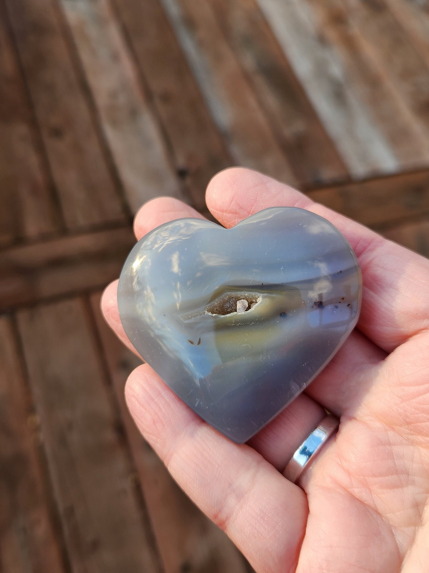 Beautiful Druzy Agate Crystal Rock Heart with banding