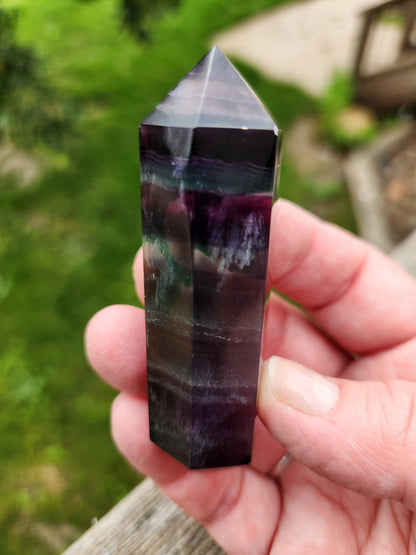 Rainbow Fluorite Crystal Point: Colorful Candy Wand, Medium