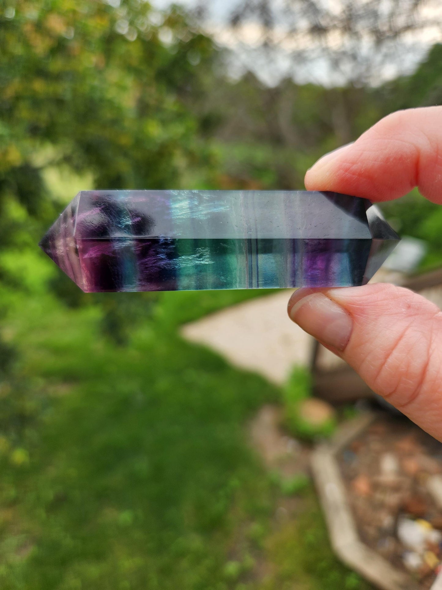 Beautiful Colorful Candy Rainbow Fluorite Crystal DT, Double Terminated Point, Medium