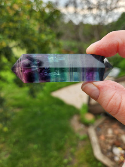 Rainbow Fluorite Crystal Point: Colorful Candy Wand, Medium
