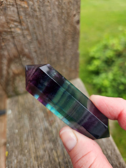 Rainbow Fluorite Crystal Point: Colorful Candy Wand, Medium