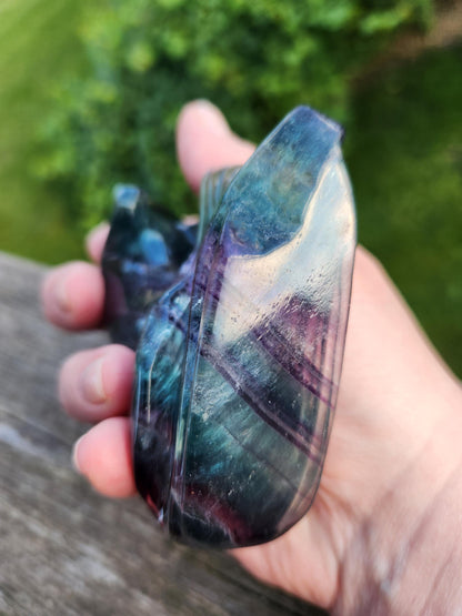Carved Candy Fluorite Crystal Narwhal: Natural Stone Sculpture