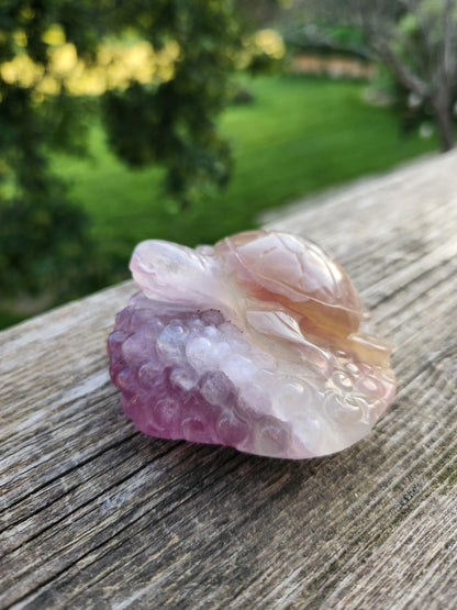 Carved Candy Fluorite Crystal Turtle: Colorful Natural Stone Figurine