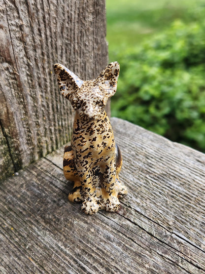 Picture Jasper Crystal Sitting Cat: Hand Carved Natural Stone, Figurine, Sphynx