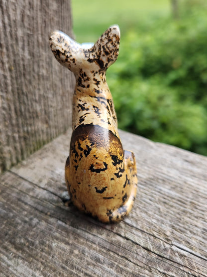 Picture Jasper Crystal Sitting Cat: Hand Carved Natural Stone, Figurine, Sphynx
