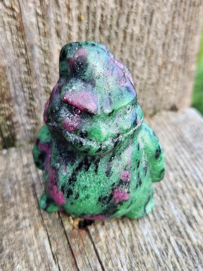 Sparkly Ruby Zoisite Oogie Boogie Crystal Carving, Ghost, Halloween, Nightmare Before Christmas