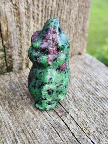 Sparkly Ruby Zoisite Oogie Boogie Crystal Carving, Ghost, Halloween, Nightmare Before Christmas