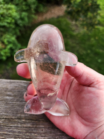 Smoky Quartz Whale Crystal: High Polish Carving, Brazil