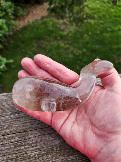 Smoky Quartz Whale Crystal: High Polish Carving, Brazil